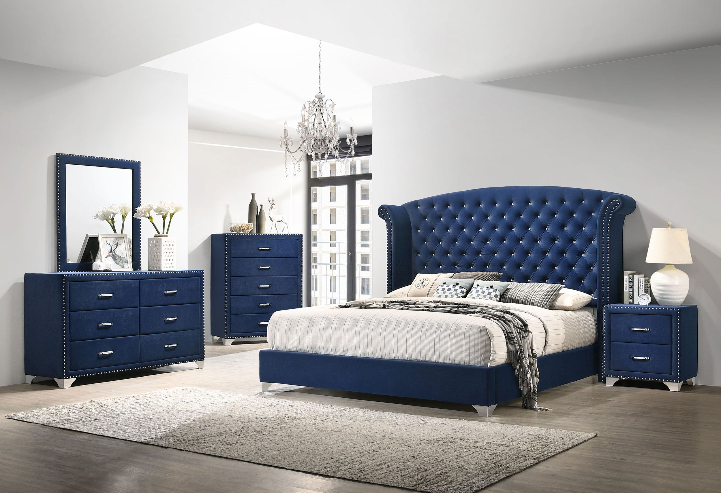 Orleans Furniture - Coaster - Melody 4-piece Queen Bedroom Set Pacific Blue - 223371Q-S4