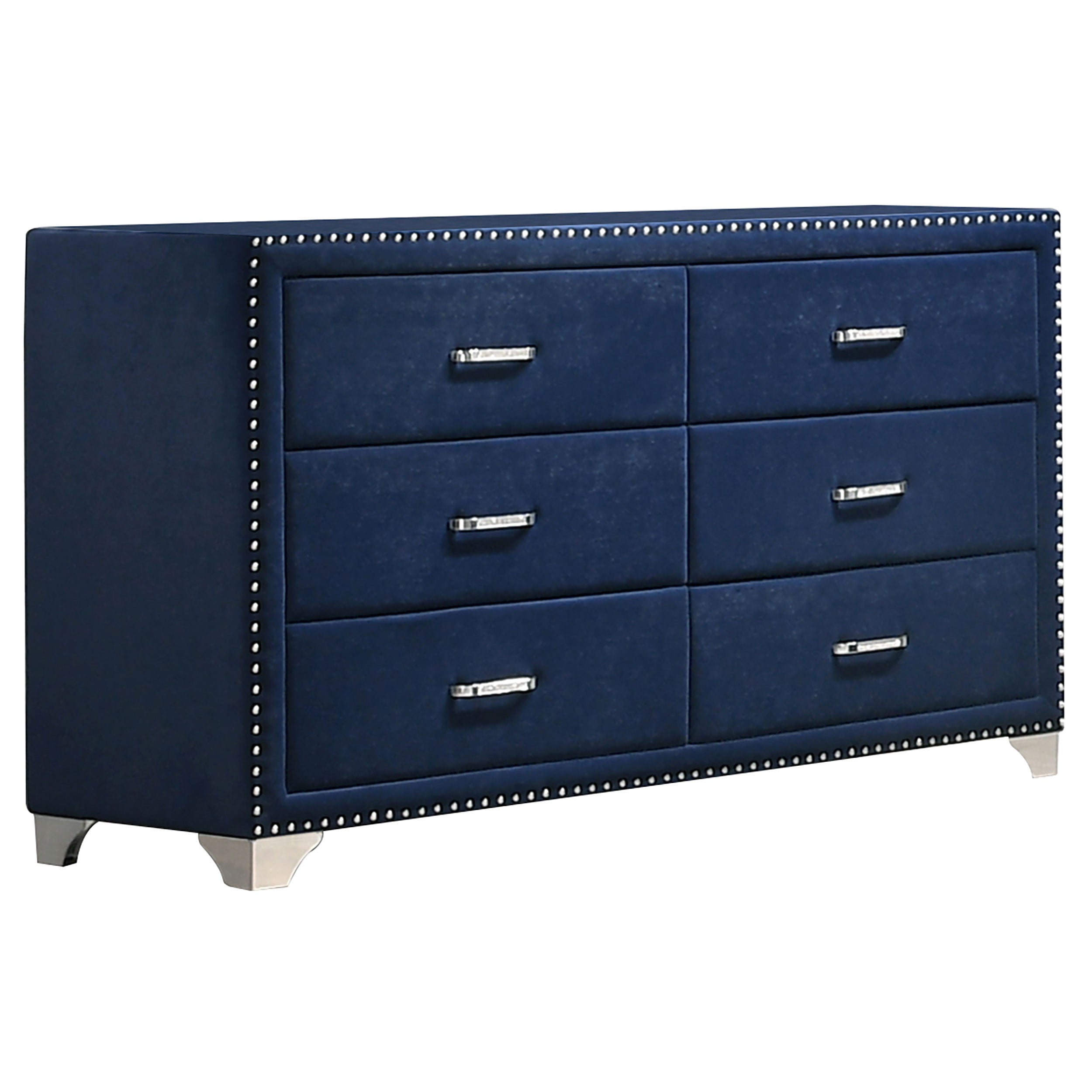 Orleans Furniture - Coaster - Melody 6-drawer Upholstered Dresser Pacific Blue - 223373