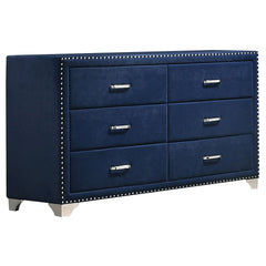 Orleans Furniture - Coaster - Melody 6-drawer Upholstered Dresser Pacific Blue - 223373