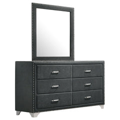 Orleans Furniture - Coaster - Melody 6-drawer Upholstered Dresser with Mirror Grey - 223383M