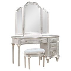 Orleans Furniture - Coaster - Evangeline 4-drawer Vanity Set with Stool Silver Oak - 223397-SET