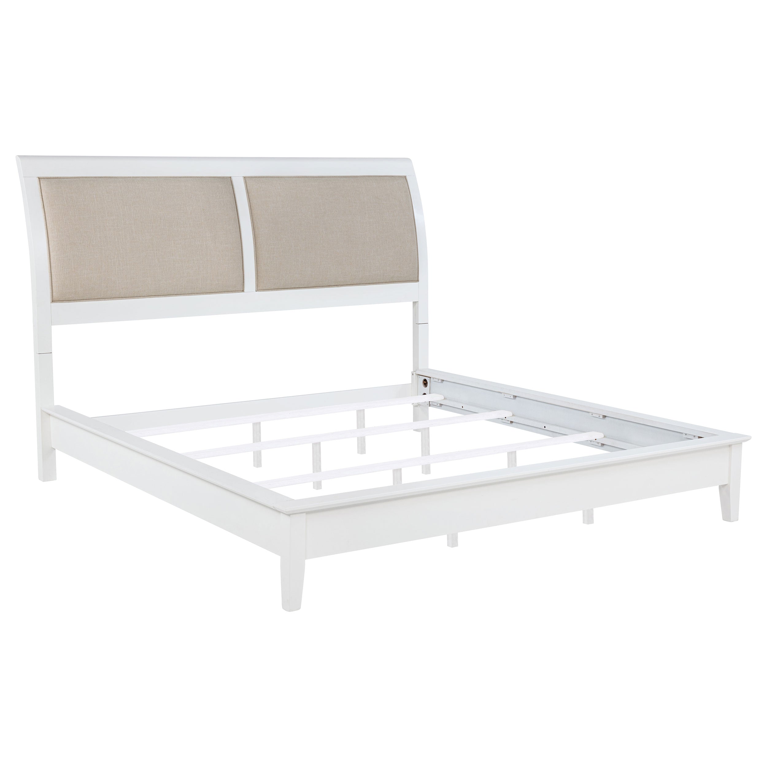 Orleans Furniture - Coaster - Bexhill 56-inch Upholstered Eastern King Panel Bed White - 223471KE