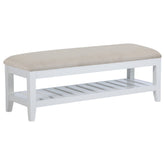 Orleans Furniture - Coaster - Bexhill Upholstered Rectangular Bench with Shelf White - 223476
