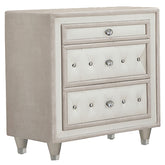 Orleans Furniture - Coaster - Antonella Upholstered 3-drawer Nightstand Ivory and Camel - 223522