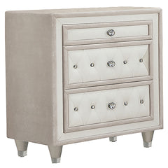 Orleans Furniture - Coaster - Antonella Upholstered 3-drawer Nightstand Ivory and Camel - 223522