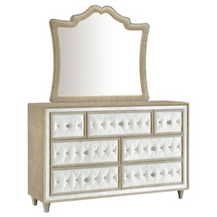 Orleans Furniture - Coaster - Antonella 7-drawer Upholstered Dresser with Mirror Ivory - 223523M