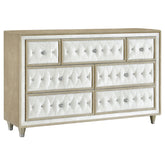 Orleans Furniture - Coaster - Antonella 7-drawer Upholstered Dresser Ivory and Camel - 223523
