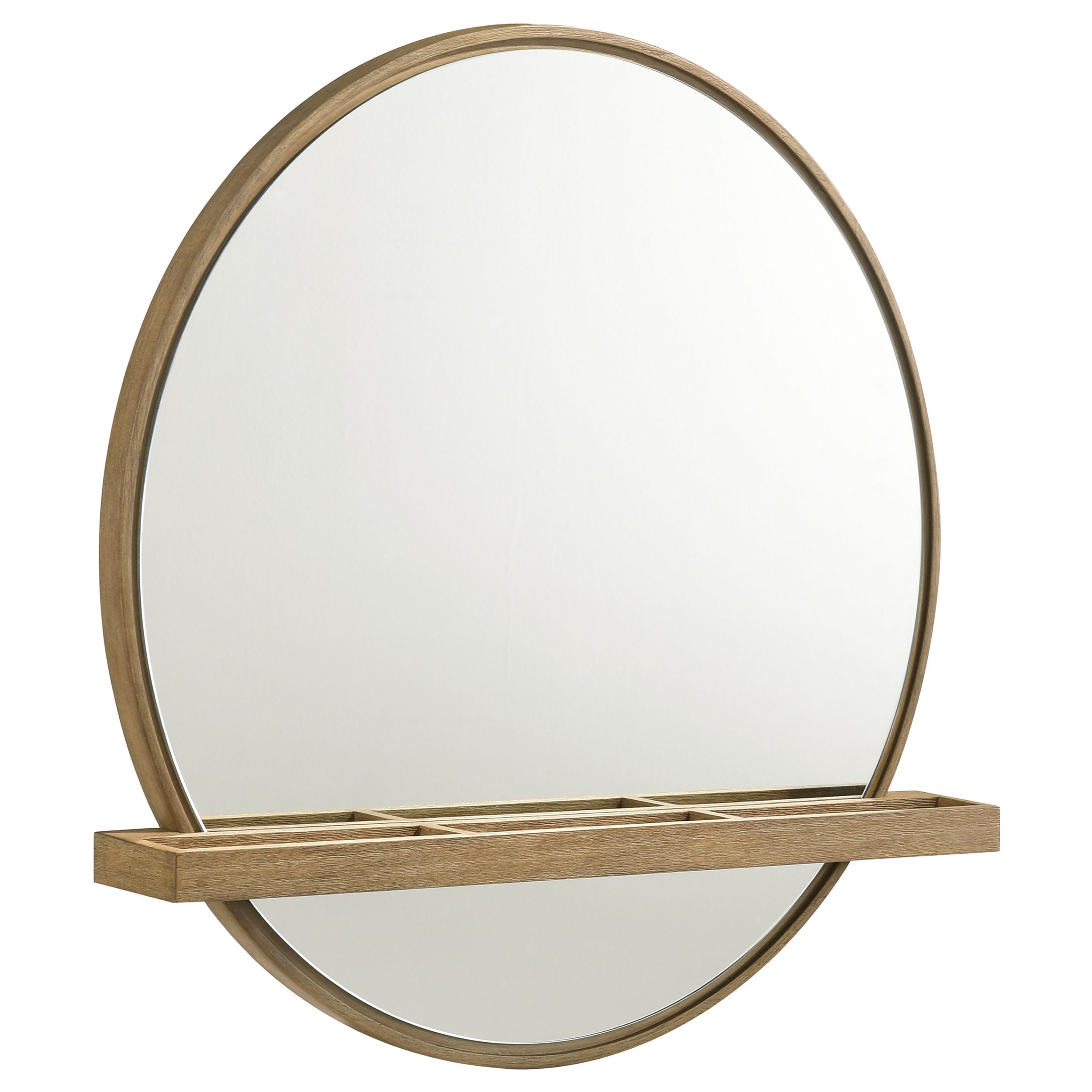 Orleans Furniture - Coaster - Arini Round Vanity Wall Mirror with Shelf Sand Wash - 224308