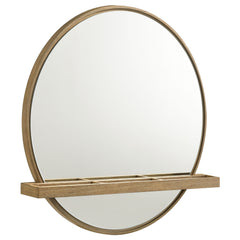 Orleans Furniture - Coaster - Arini Round Vanity Wall Mirror with Shelf Sand Wash - 224308