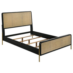 Orleans Furniture - Coaster - Arini Rattan California King Panel Bed Black and Natural - 224330KW