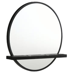 Orleans Furniture - Coaster - Arini Round Vanity Wall Mirror with Shelf Black - 224338