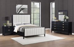 Orleans Furniture - Coaster - Brookmead 4-piece Upholstered Eastern King Bedroom Set Black - 224710KE-S4