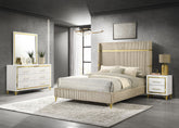 Orleans Furniture - Coaster - Lucia 4-piece Eastern King Bedroom Set Beige and White - 224731KE-S4