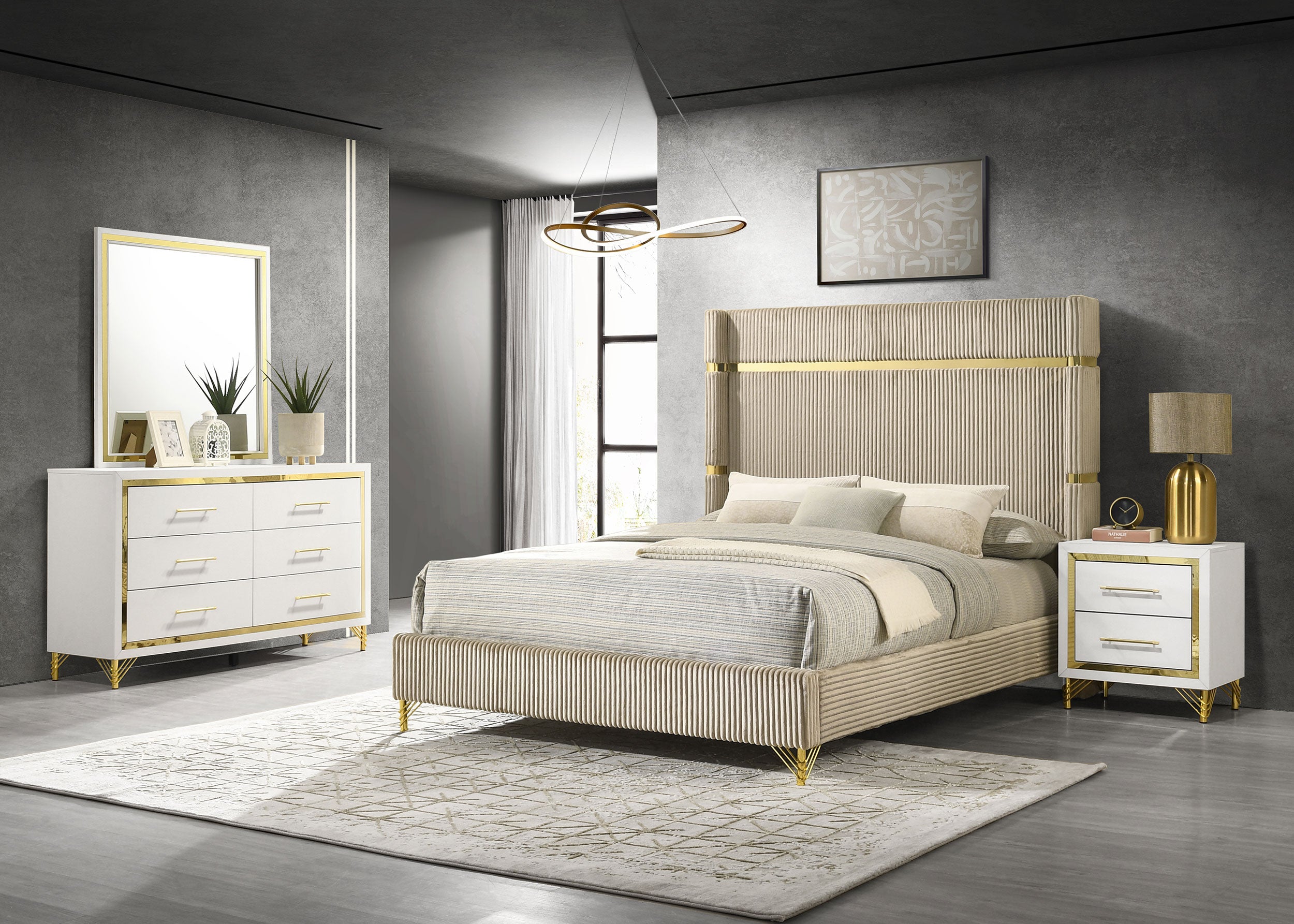 Orleans Furniture - Coaster - Lucia 4-piece Queen Bedroom Set Beige and White - 224731Q-S4