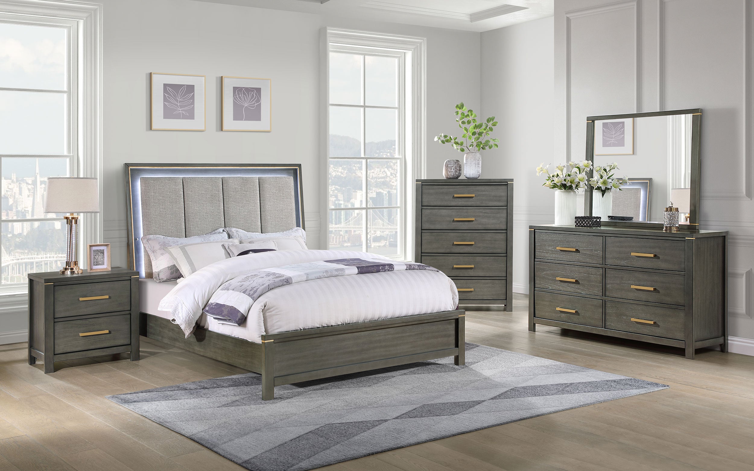 Orleans Furniture - Coaster - Kieran 5-piece California King Bedroom Set Grey - 224741KW-S5