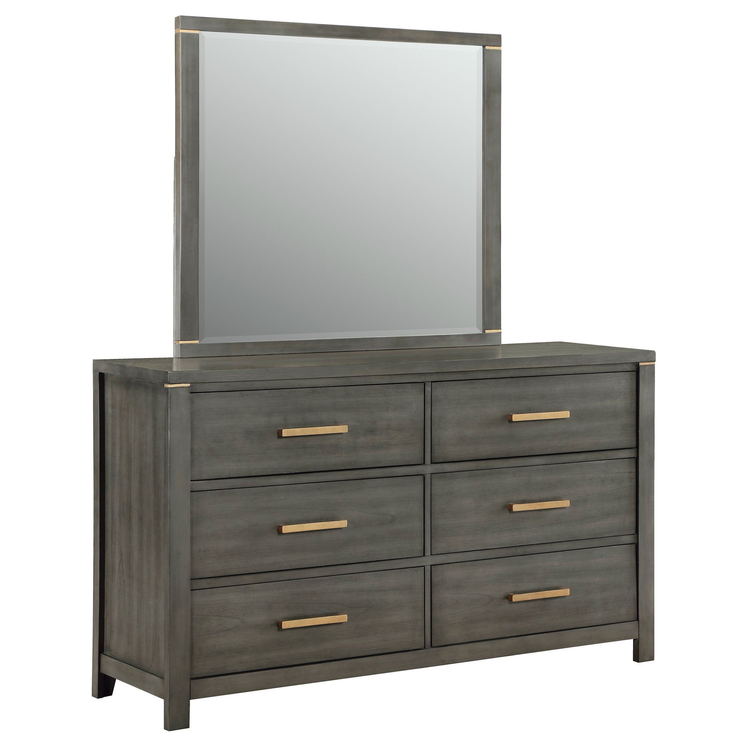 Orleans Furniture - Coaster - Kieran 6-drawer Dresser with Mirror Grey - 224743M
