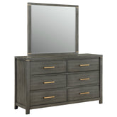 Orleans Furniture - Coaster - Kieran 6-drawer Dresser with Mirror Grey - 224743M
