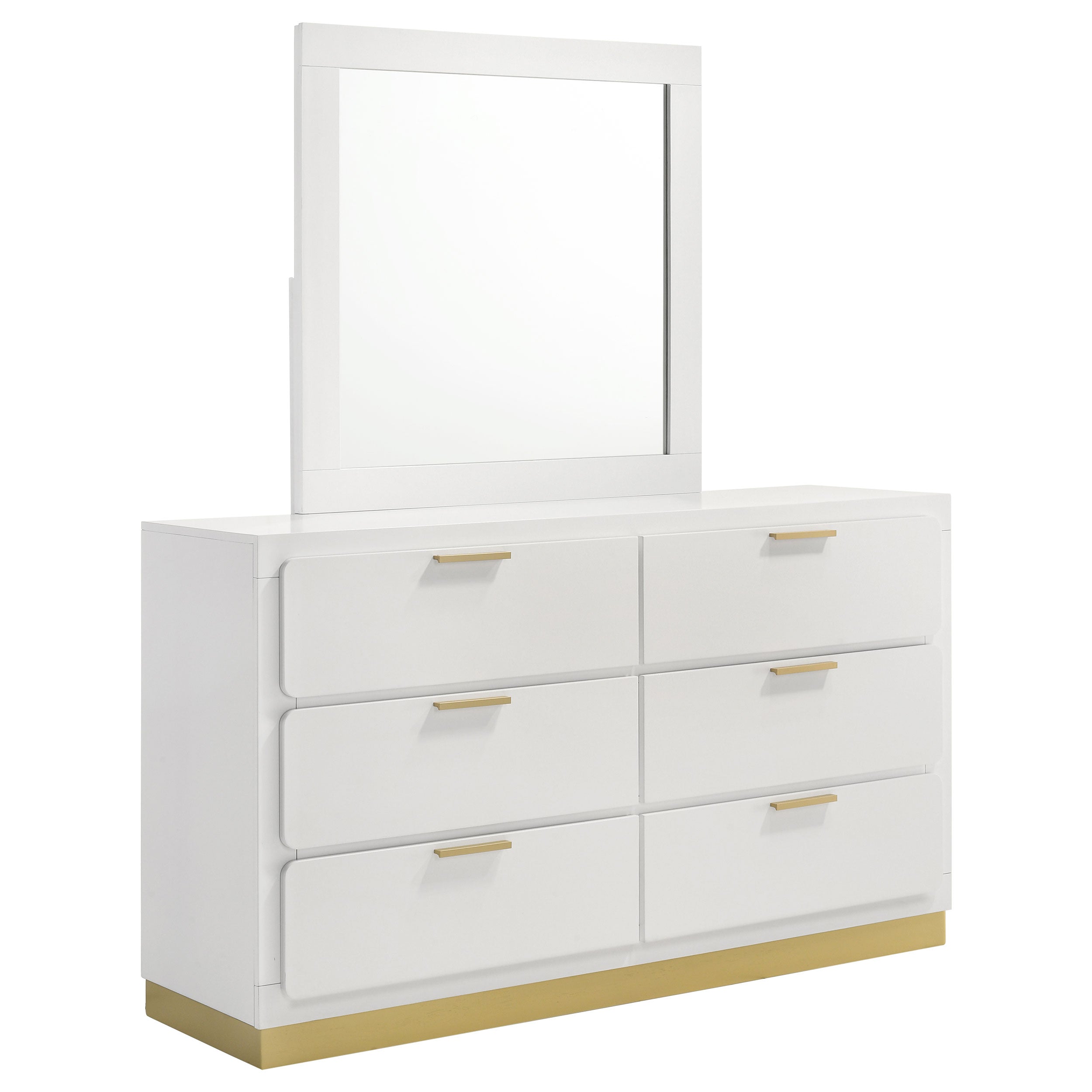 Orleans Furniture - Coaster - Caraway 6-drawer Dresser with Mirror White - 224773M