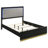 Orleans Furniture - Coaster - Caraway Wood Queen LED Panel Bed Black - 224781Q