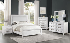 Orleans Furniture - Coaster - Marielle 5-piece Eastern King Bedroom Set Distressed White - 224841KE-S5