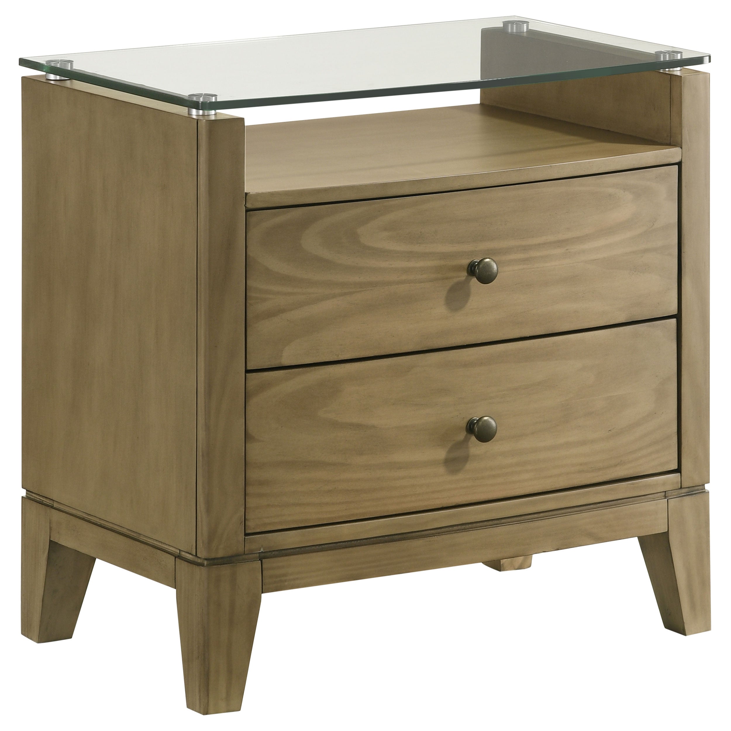 Orleans Furniture - Coaster - Granada 2-drawer Glass Top Nightstand Natural Pine - 224922
