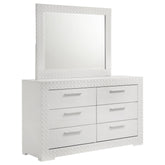 Orleans Furniture - Coaster - Ives 6-drawer Dresser and Mirror White High Gloss - 224943M