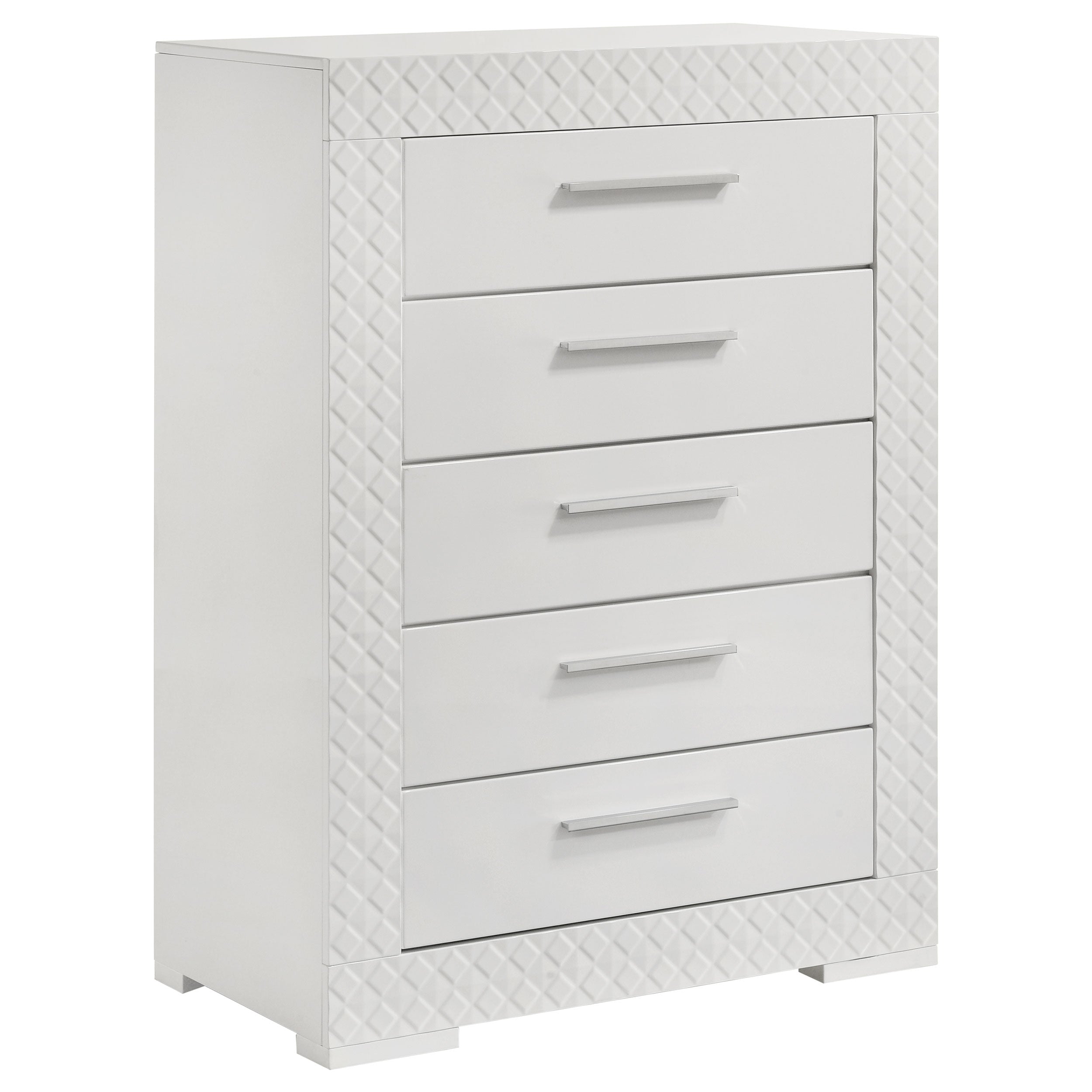 Orleans Furniture - Coaster - Ives 5-drawer Bedroom Chest of Drawers White High Gloss - 224945