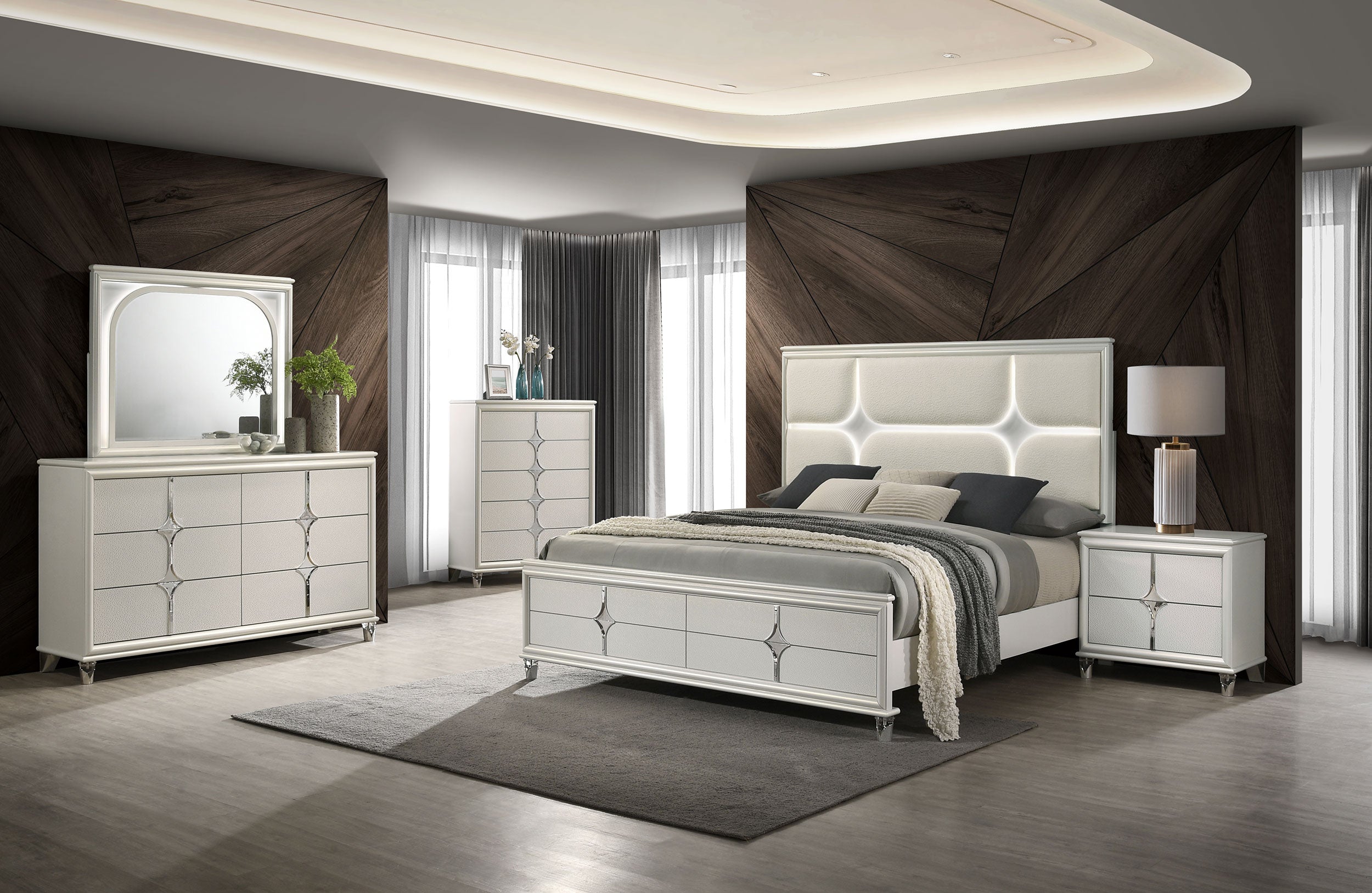 Orleans Furniture - Coaster - Olivia 5-piece California King Bedroom Set Pearl White - 224951KW-S5