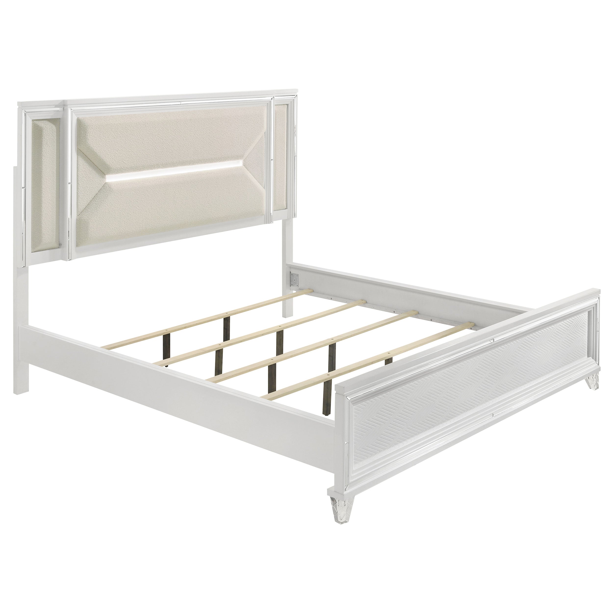 Orleans Furniture - Coaster - Marmore 64-inch California King Bed LED Headboard White - 224961KW