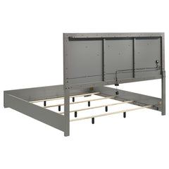 Ives 4-piece Eastern King Bedroom Set Grey High Gloss