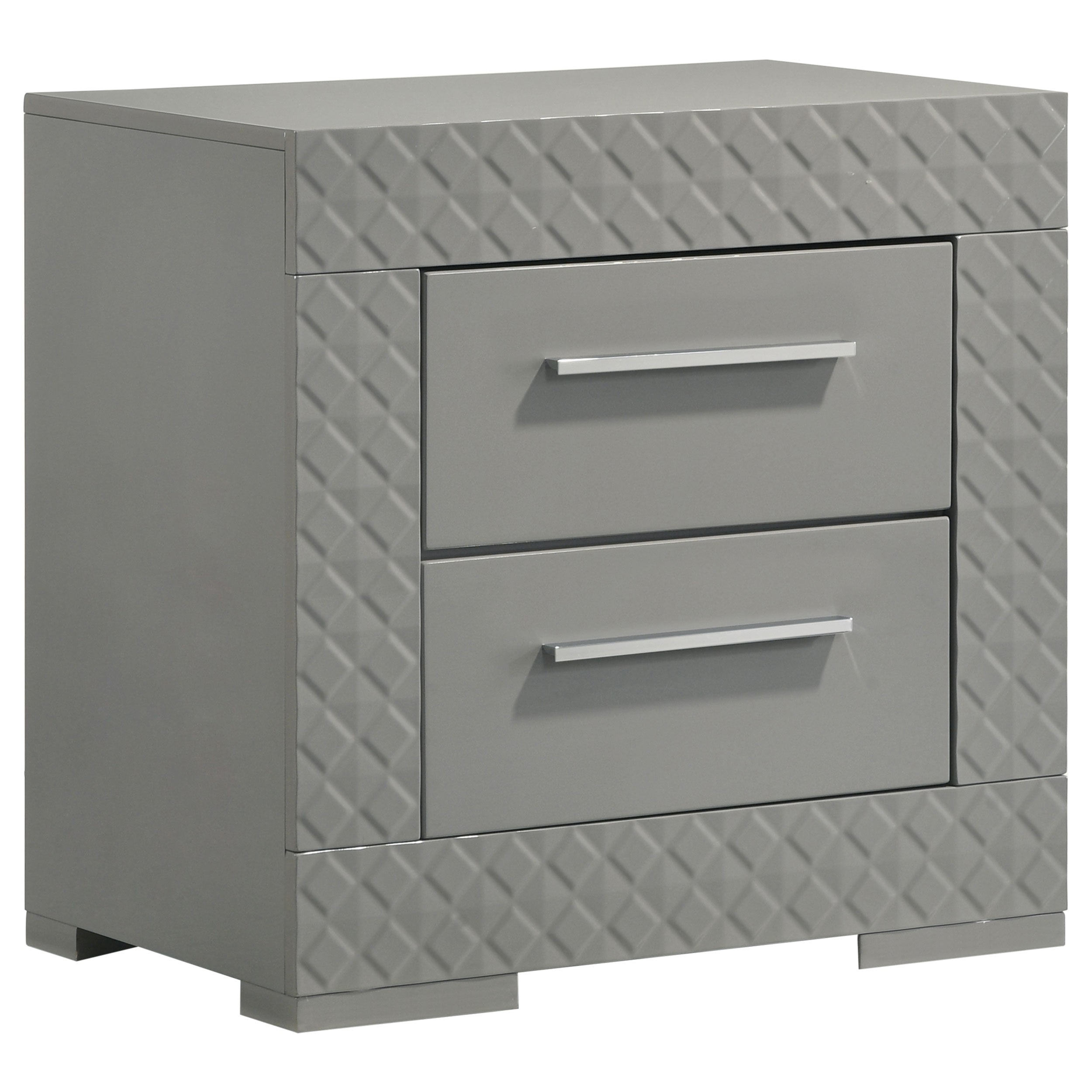 Orleans Furniture - Coaster - Ives 2-drawer Nightstand Bedside Table Grey High Gloss - 224972