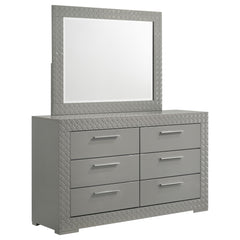 Orleans Furniture - Coaster - Ives 6-drawer Dresser and Mirror Grey High Gloss - 224973M