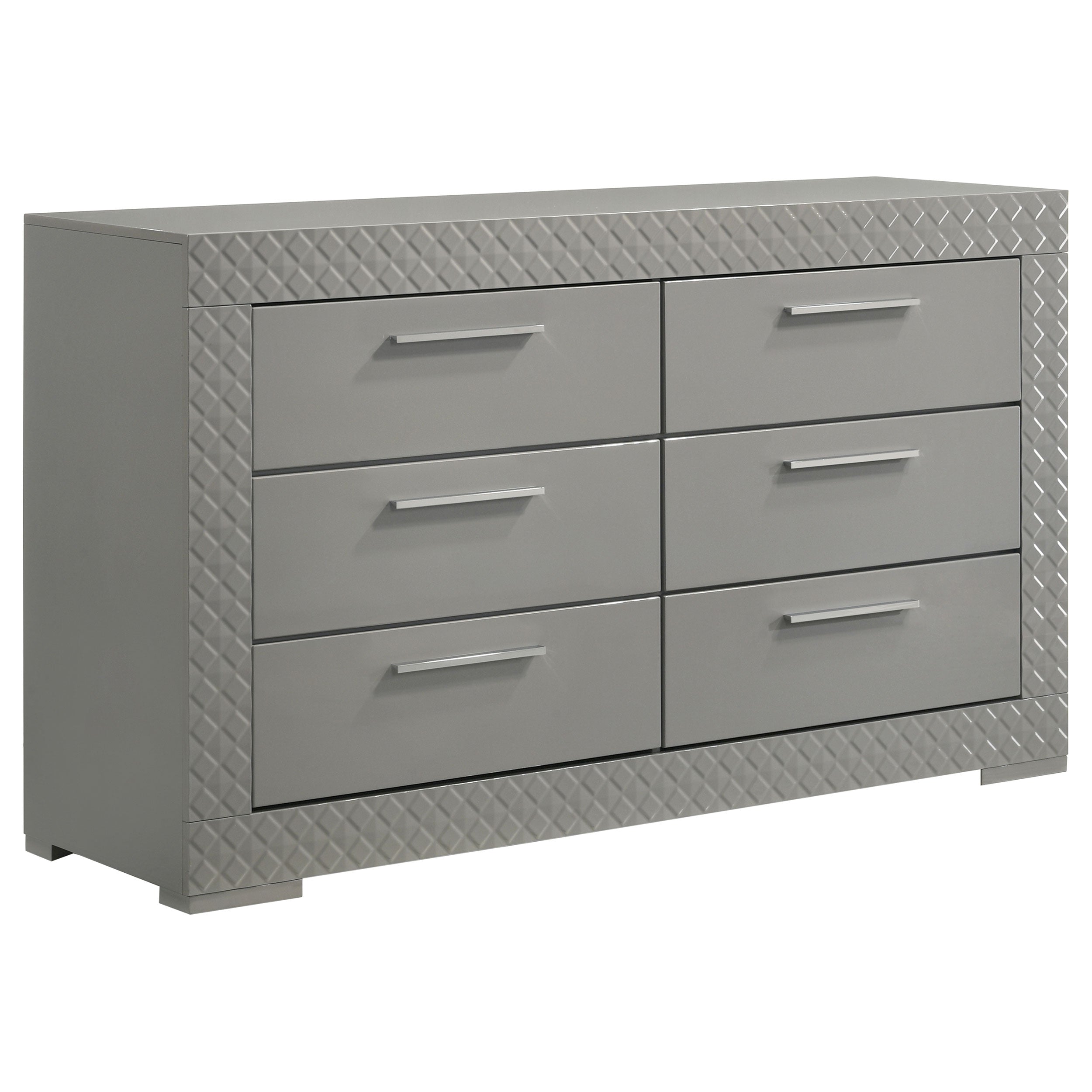 Orleans Furniture - Coaster - Ives 6-drawer Dresser Cabinet Grey High Gloss - 224973