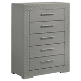 Orleans Furniture - Coaster - Ives 5-drawer Bedroom Chest of Drawers Grey High Gloss - 224975