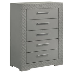 Orleans Furniture - Coaster - Ives 5-drawer Bedroom Chest of Drawers Grey High Gloss - 224975