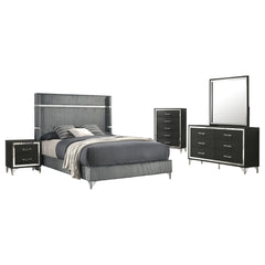 Lucia 5-piece Queen Bedroom Set Grey and Black