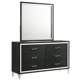 Orleans Furniture - Coaster - Lucia 6-drawer Dresser and Mirror Black - 224993M