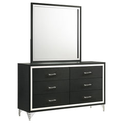 Orleans Furniture - Coaster - Lucia 6-drawer Dresser and Mirror Black - 224993M