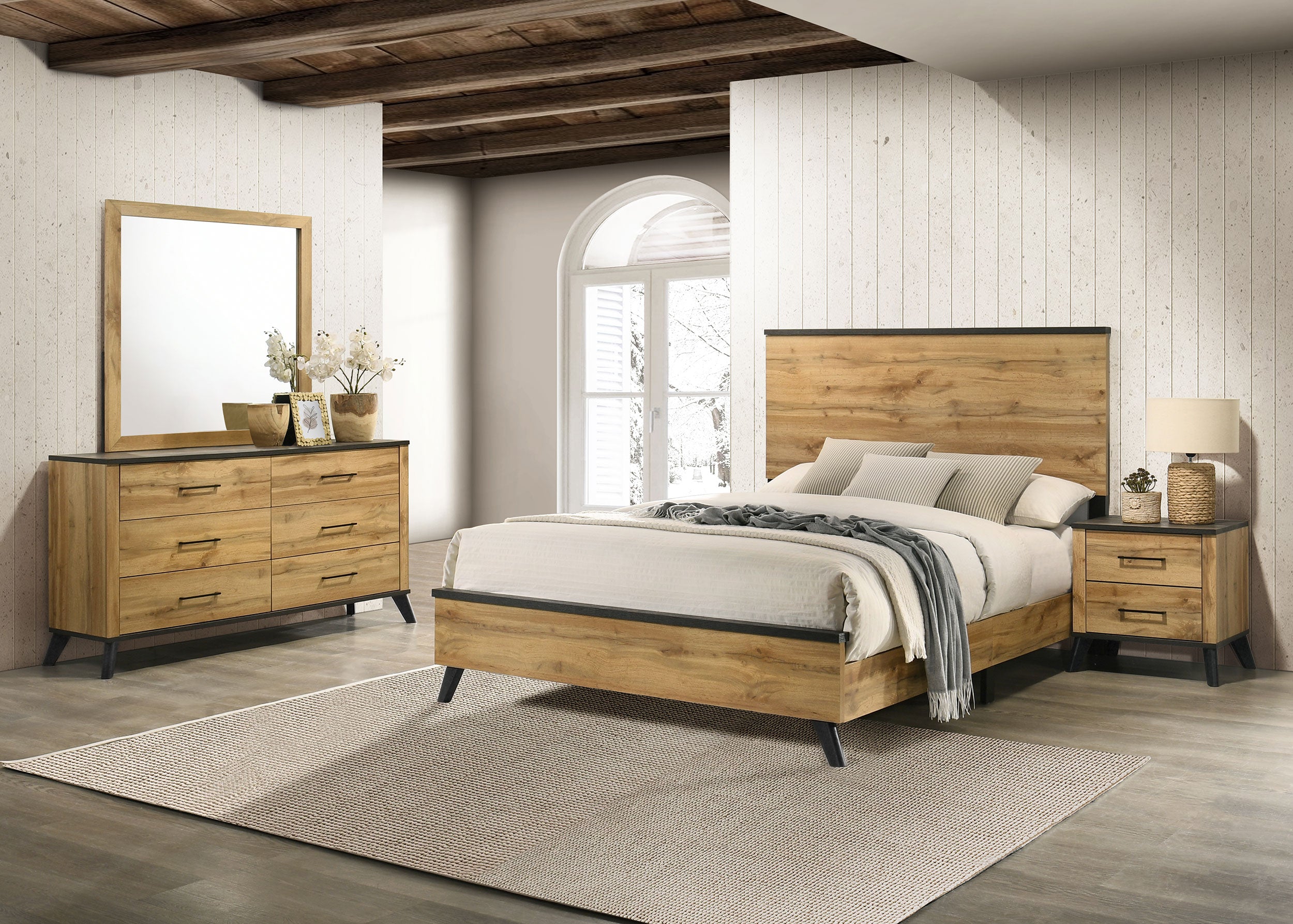 Orleans Furniture - Coaster - Kaywood 4-piece Queen Bedroom Set Natural Pine - 225001Q-S4