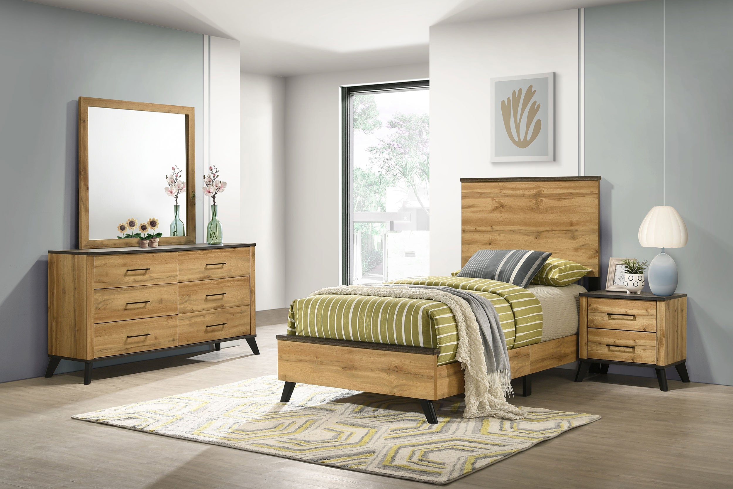 Orleans Furniture - Coaster - Kaywood 4-piece Twin Bedroom Set Natural Pine - 225001T-S4