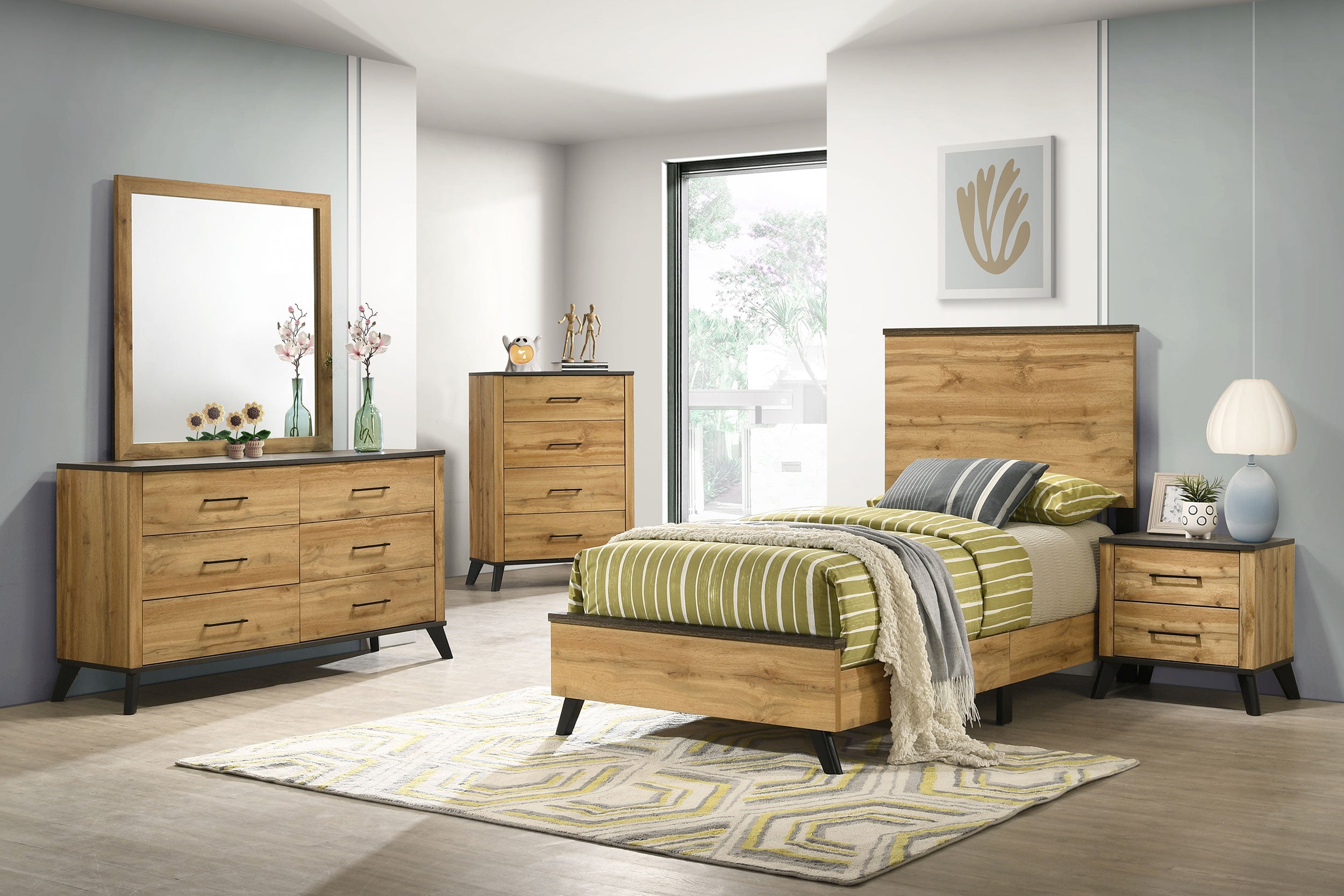Orleans Furniture - Coaster - Kaywood 5-piece Twin Bedroom Set Natural Pine - 225001T-S5