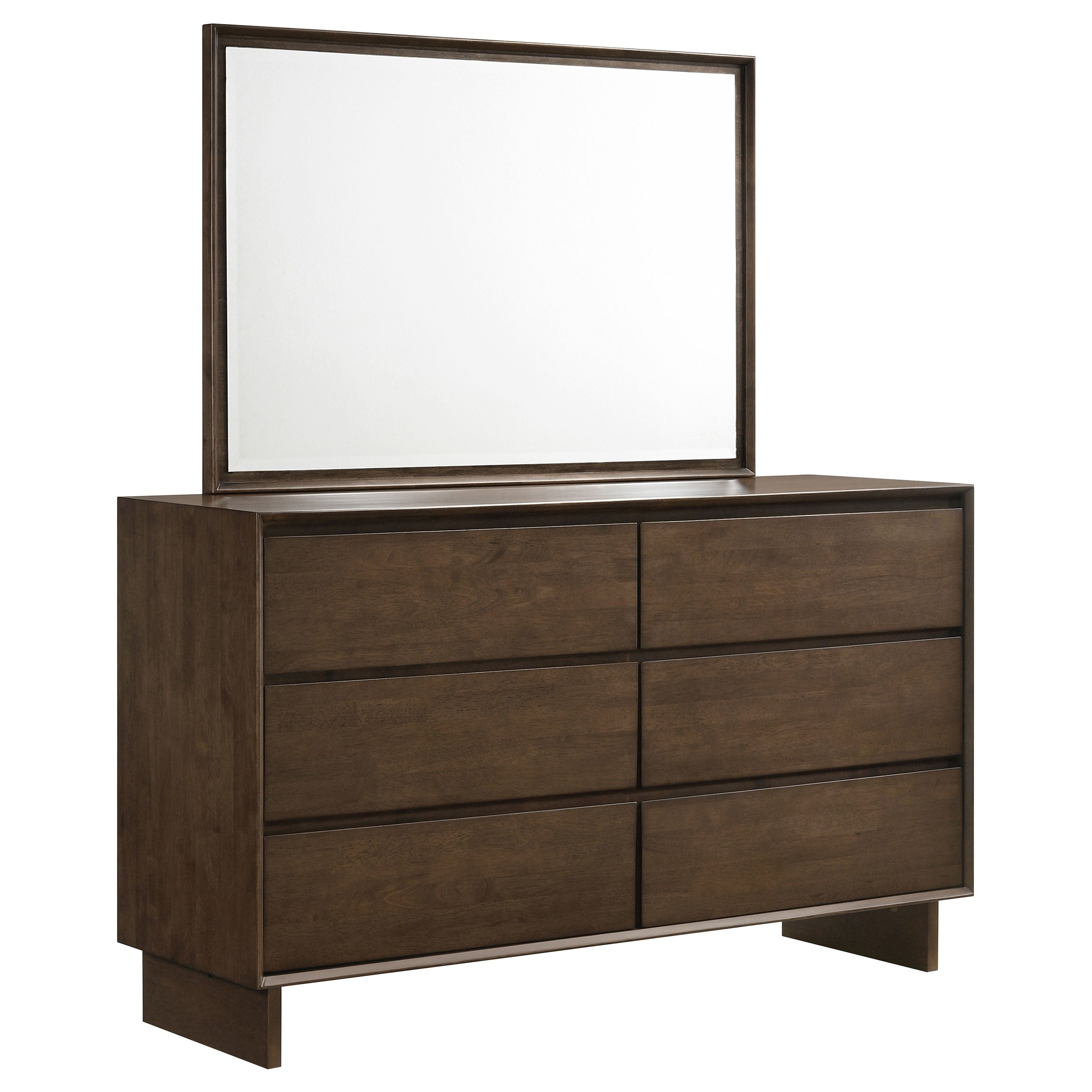 Orleans Furniture - Coaster - Glenwood 6-drawer Dresser and Mirror Warm Brown - 225013M