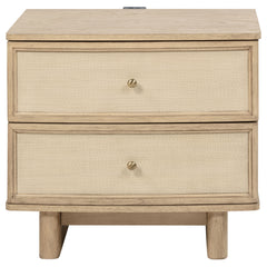 Kailani 2-drawer Nightstand Bedside Table Beige Oak