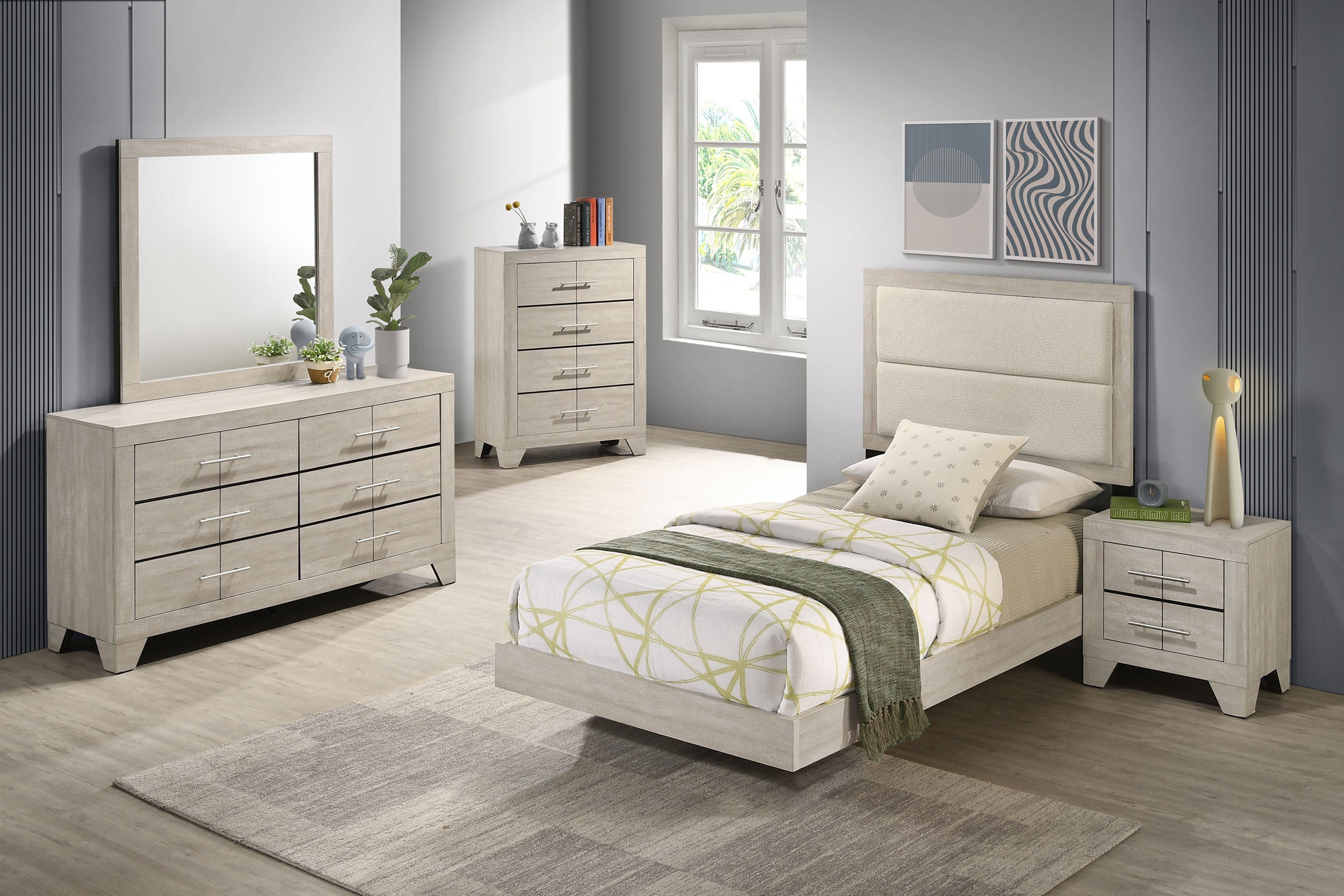 Orleans Furniture - Coaster - Trenton 5-piece Twin Bedroom Set Rustic Cream - 225061T-S5
