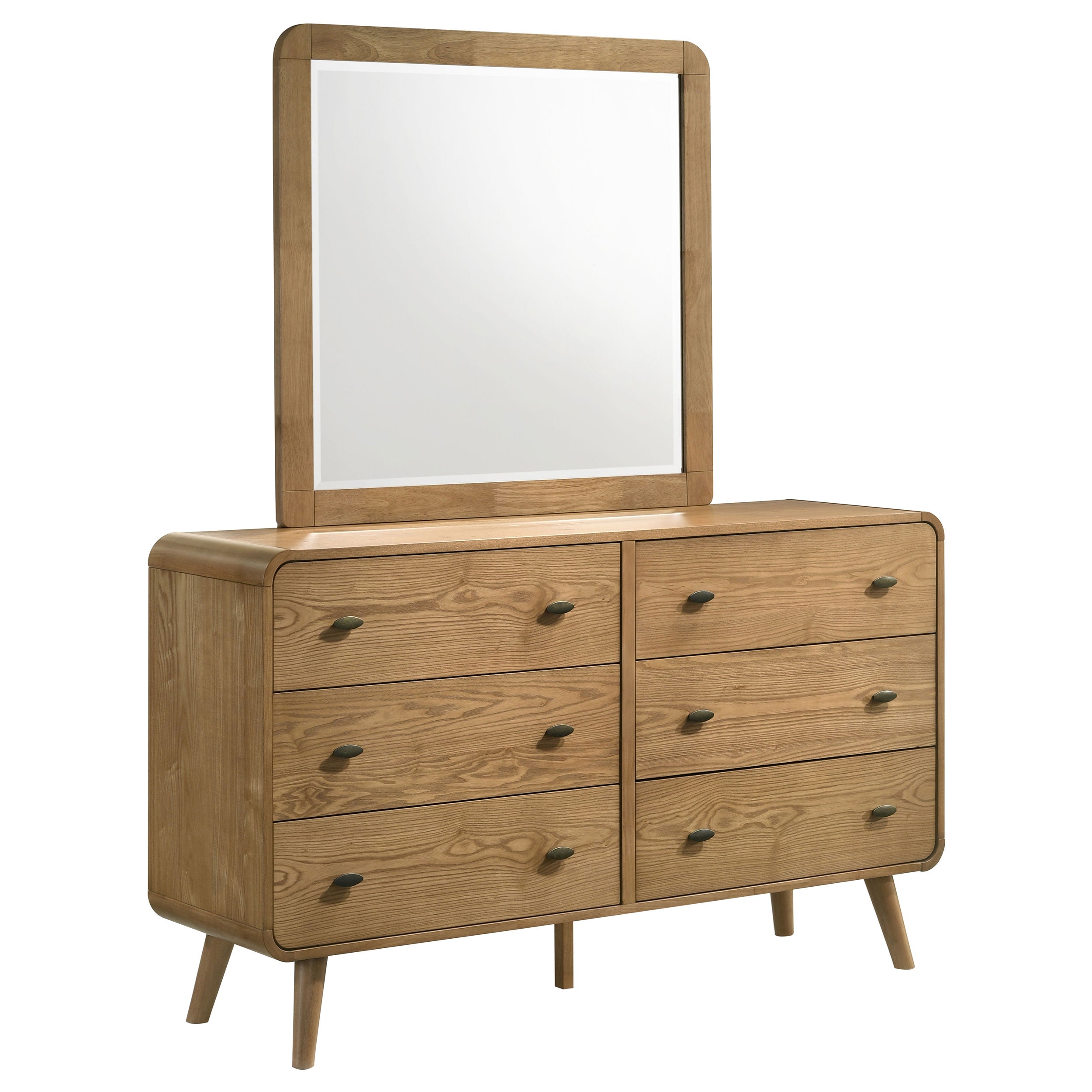 Orleans Furniture - Coaster - Robyn 6-drawer Bedroom Dresser and Mirror Light Ash - 225093M