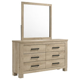 Orleans Furniture - Coaster - Oakglen 6-drawer Bedroom Dresser and Mirror Weathered Oak - 225103M