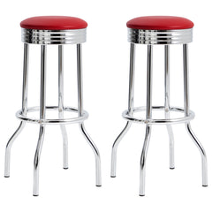 Orleans Furniture - Coaster - Retro Upholstered Metal Swivel Bar Stool Red (Set of 2) - 2299R