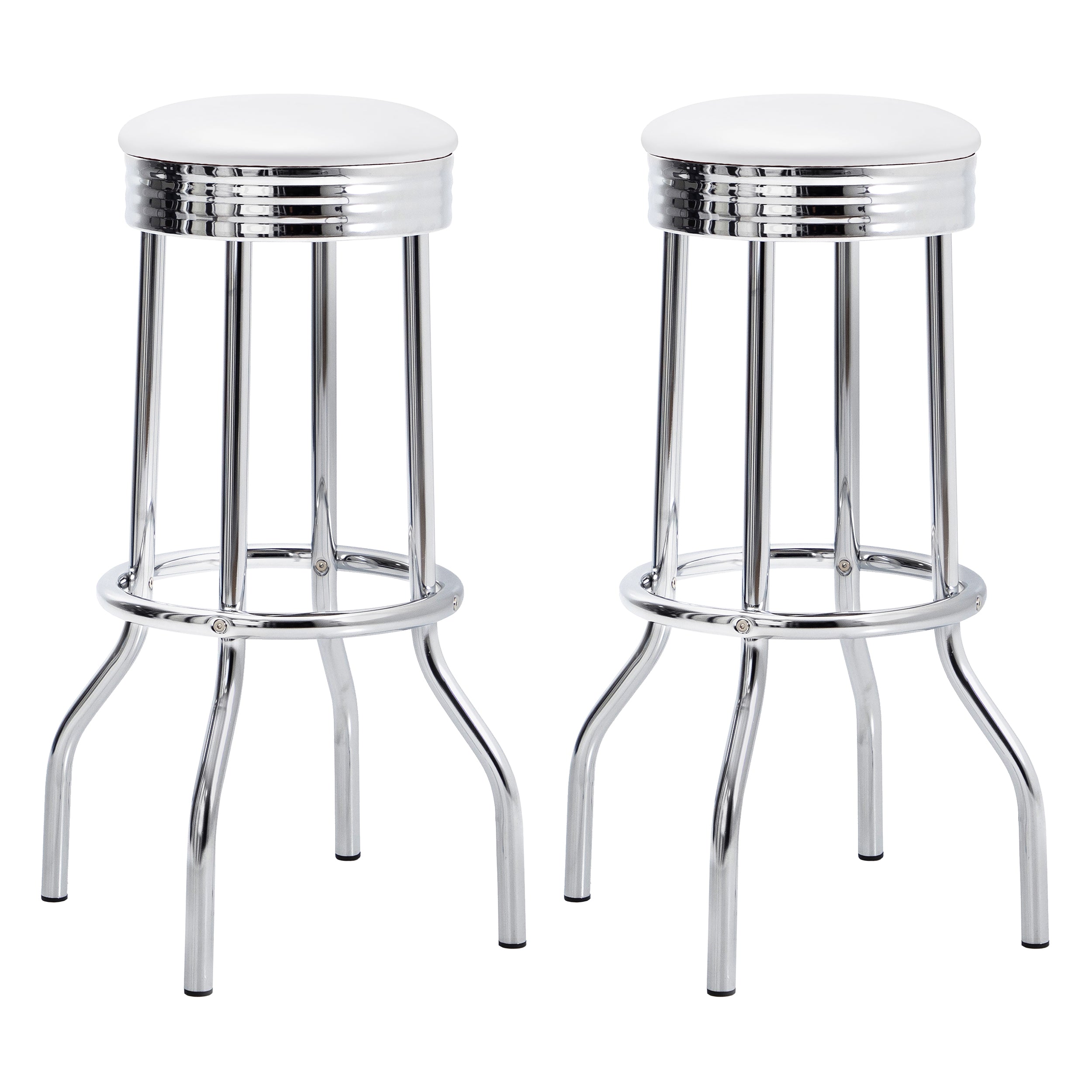 Orleans Furniture - Coaster - Retro Upholstered Metal Swivel Bar Stool White (Set of 2) - 2299W