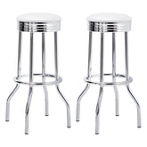 Orleans Furniture - Coaster - Retro Upholstered Metal Swivel Bar Stool White (Set of 2) - 2299W