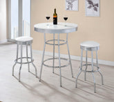 Orleans Furniture - Coaster - Retro 3-piece Round 1950s Bistro Pub Bar Table Set White - 2300-S3
